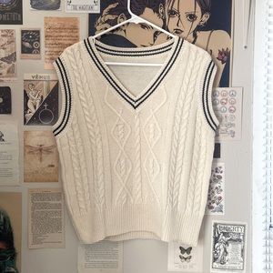 NWOT Cream Knit Oversized Vest